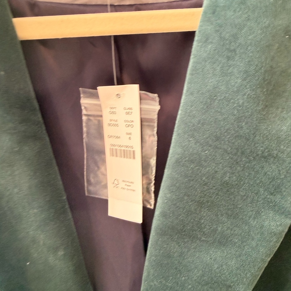 J. Crew Dark Green teal velvet Blazer - Picture 3 of 13